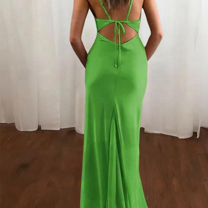 Spaghetti Straps Satin Mermaid Prom Dresses