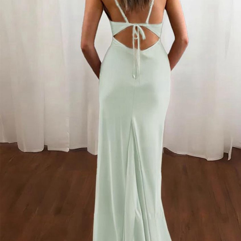 Spaghetti Straps Satin Mermaid Prom Dresses