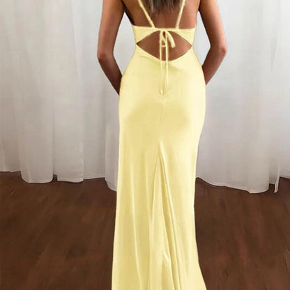 Spaghetti Straps Satin Mermaid Prom Dresses