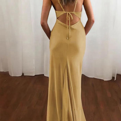 Spaghetti Straps Satin Mermaid Prom Dresses