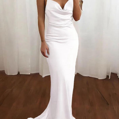 Spaghetti Straps Satin Mermaid Prom Dresses