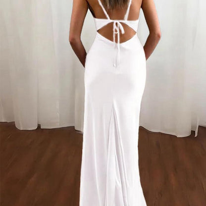 Spaghetti Straps Satin Mermaid Prom Dresses