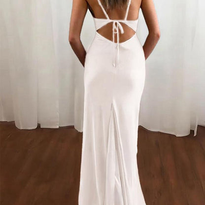 Spaghetti Straps Satin Mermaid Prom Dresses