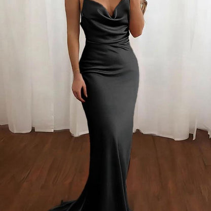 Spaghetti Straps Satin Mermaid Prom Dresses