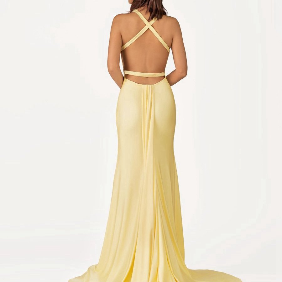 Mermaid V-Neck Satin Prom Dresses with Tail Evening Dresses