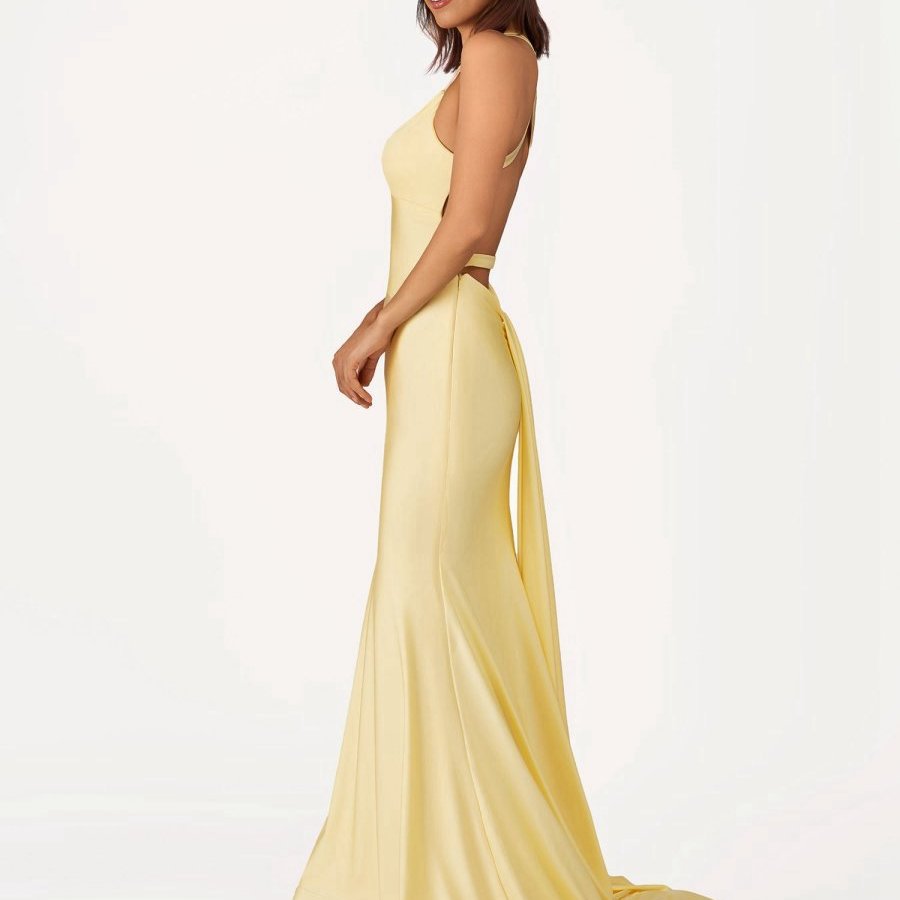 Mermaid V-Neck Satin Prom Dresses with Tail Evening Dresses