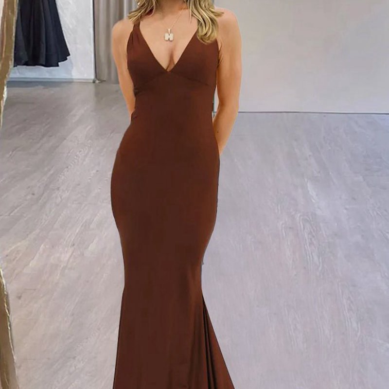 Mermaid V-Neck Satin Prom Dresses with Tail Evening Dresses