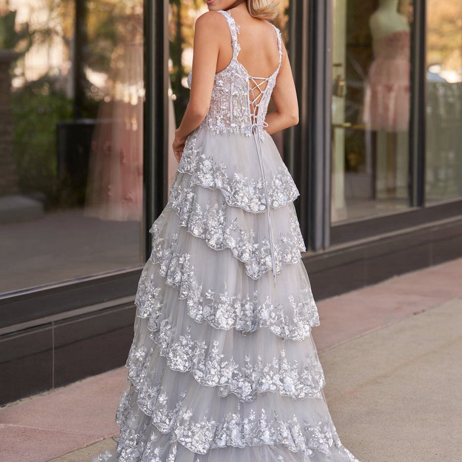 Princess A-line Off the Shoulder Corset Prom Dresses with Lace Ruffles
