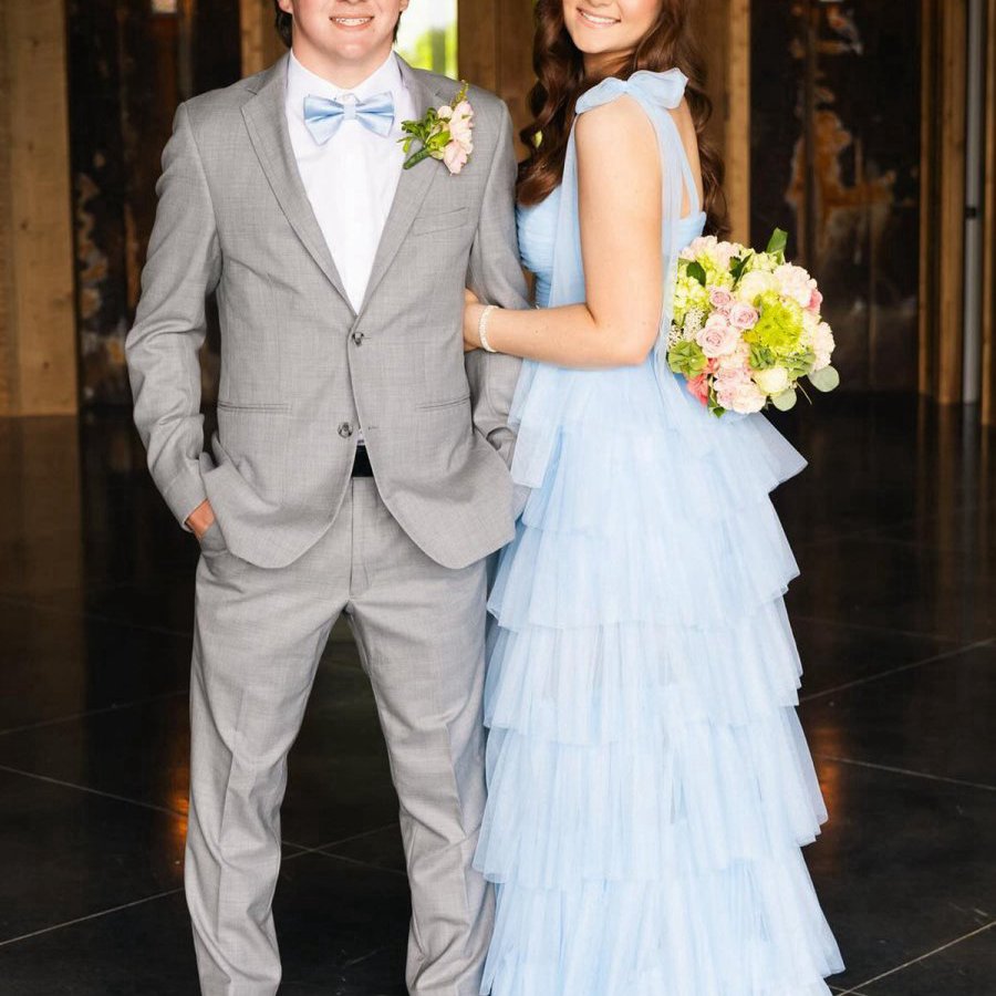 Pleated Ruffle Prom Dresses with Bow Tie Straps