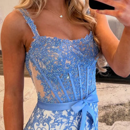 Gorgeous Mermaid Scoop Neck Lace Prom Dresses