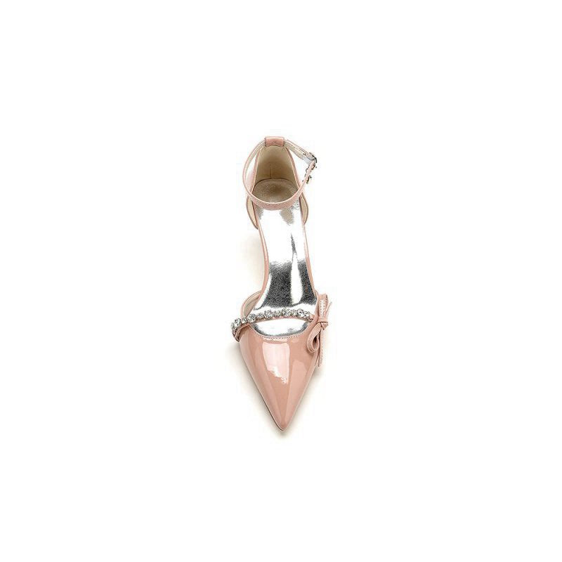Patent Leather Mirror Finish With Rhinestone Pointed Toe Stiletto Heel