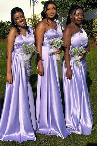 One Shoulder Sheath Long Bridesmaid Dresses