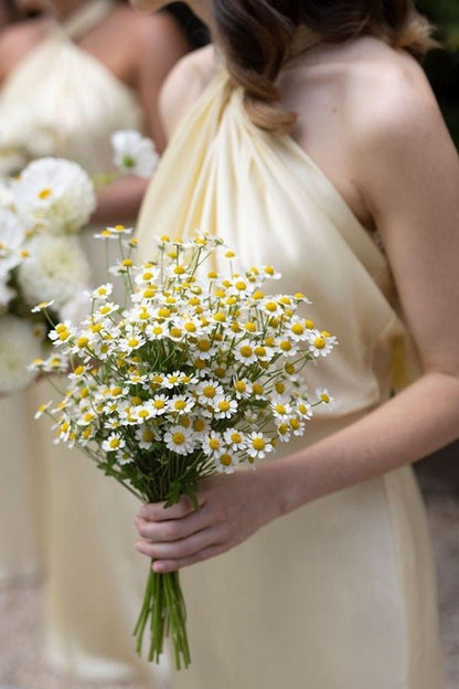 Halter Sheath Long Bridesmaid Dresses with Twist Knot