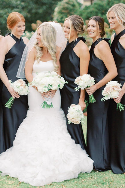 Halter Cutout Back Long Bridesmaid Dresses