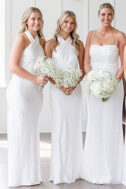 Halter Cutout Back Long Bridesmaid Dresses