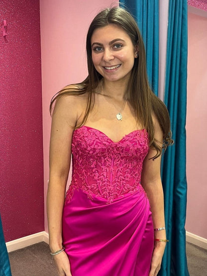 Lace and Satin Ruched Mermaid Prom Dresses