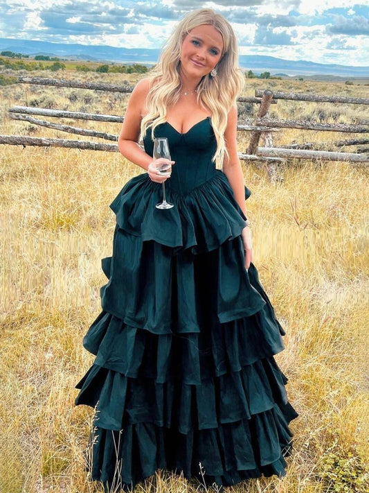 Sweetheart Ruffles A-line Prom Dresses