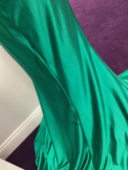 Sheer Appliques Satin Mermaid Long Prom Dresses