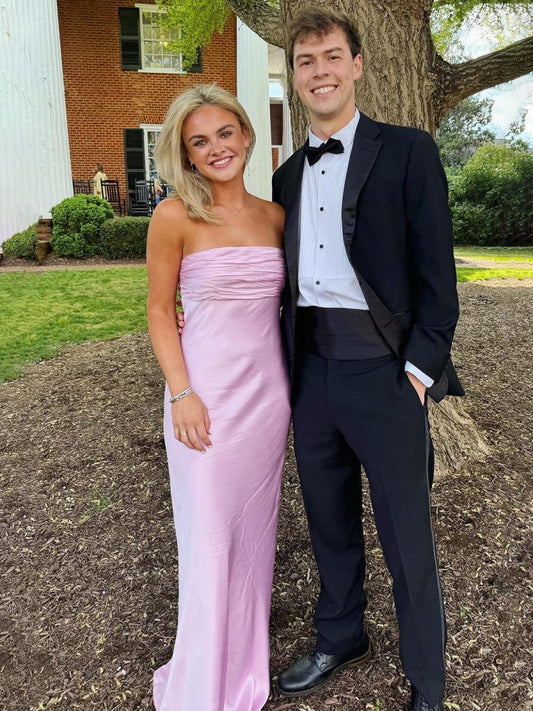 Ruched Strapless Long Prom Dresses
