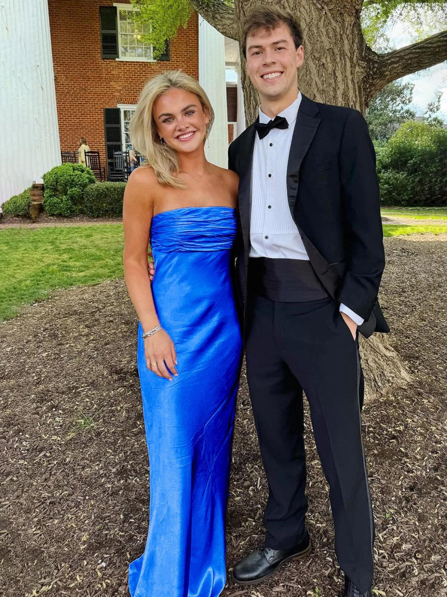 Ruched Strapless Long Prom Dresses