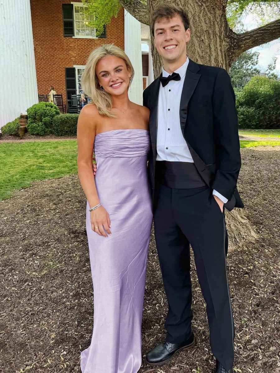Ruched Strapless Long Prom Dresses