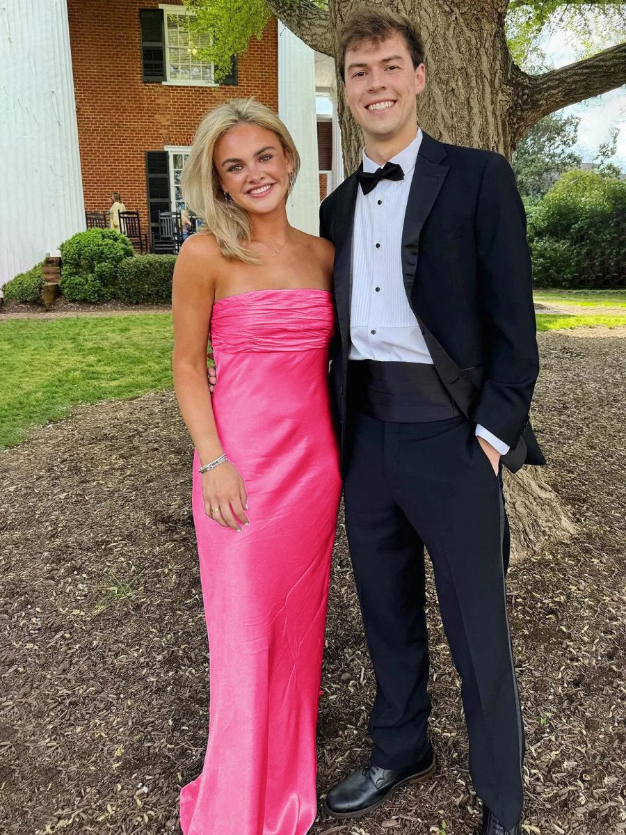 Ruched Strapless Long Prom Dresses