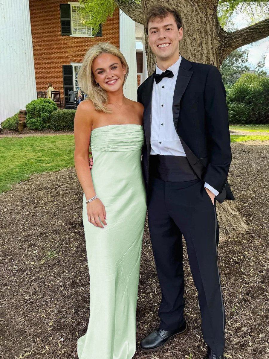 Ruched Strapless Long Prom Dresses