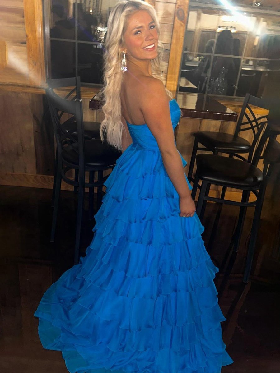 Sweetheart Chiffon Tie A-line Prom Dresses