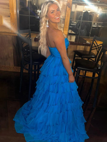 Sweetheart Chiffon Tie A-line Prom Dresses