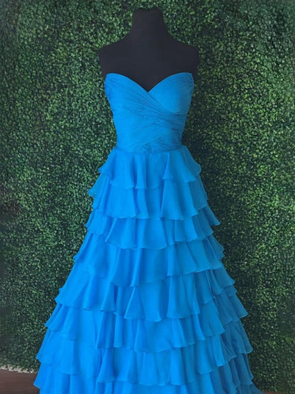 Sweetheart Chiffon Tie A-line Prom Dresses