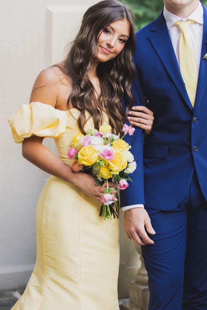 Satin Strapless Mermaid Pleated Long Formal Prom Dresses with Sleeves
