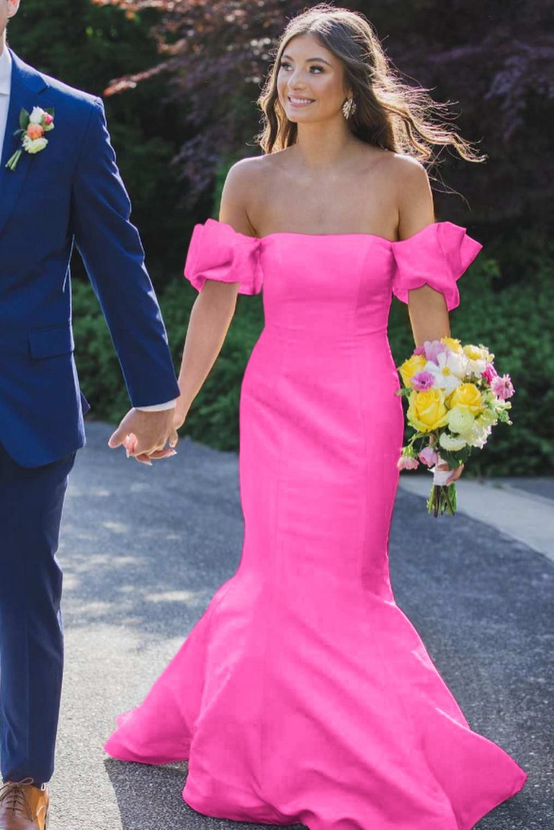 Satin Strapless Mermaid Pleated Long Formal Prom Dresses with Sleeves