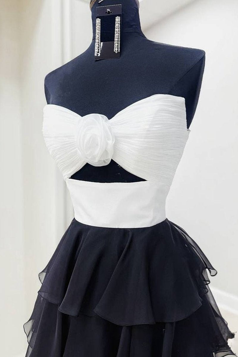 A-line Strapless V-Neck Layered Chiffon Sleeveless Formal Prom Dresses