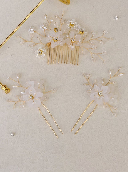 Crystal/Pearl Hair Combs Hair Accessories 3 Pcs