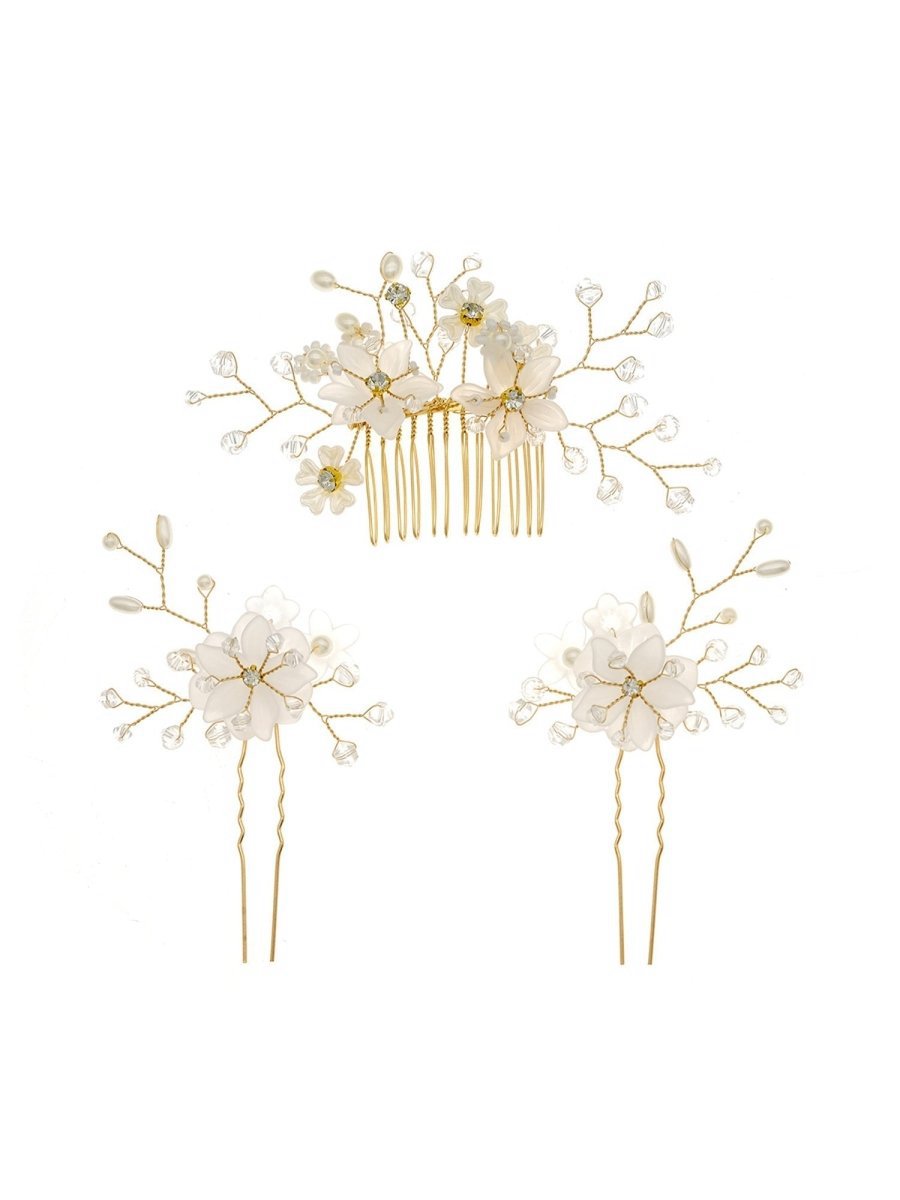 Crystal/Pearl Hair Combs Hair Accessories 3 Pcs
