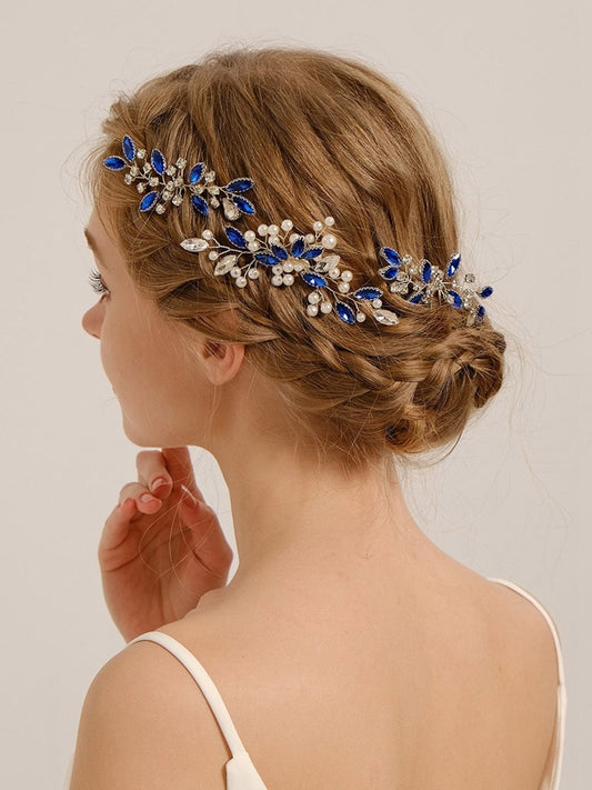 Stylish Rhinestone Pearl Hair Comb 3 Pcs