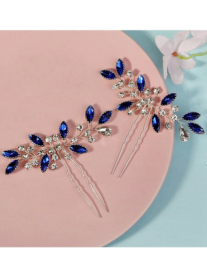Stylish Rhinestone Pearl Hair Comb 3 Pcs