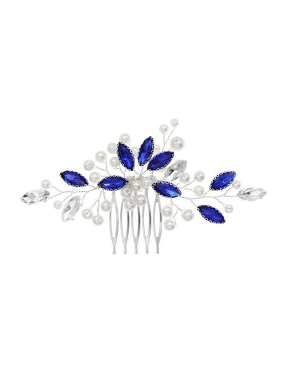 Stylish Rhinestone Pearl Hair Comb 3 Pcs