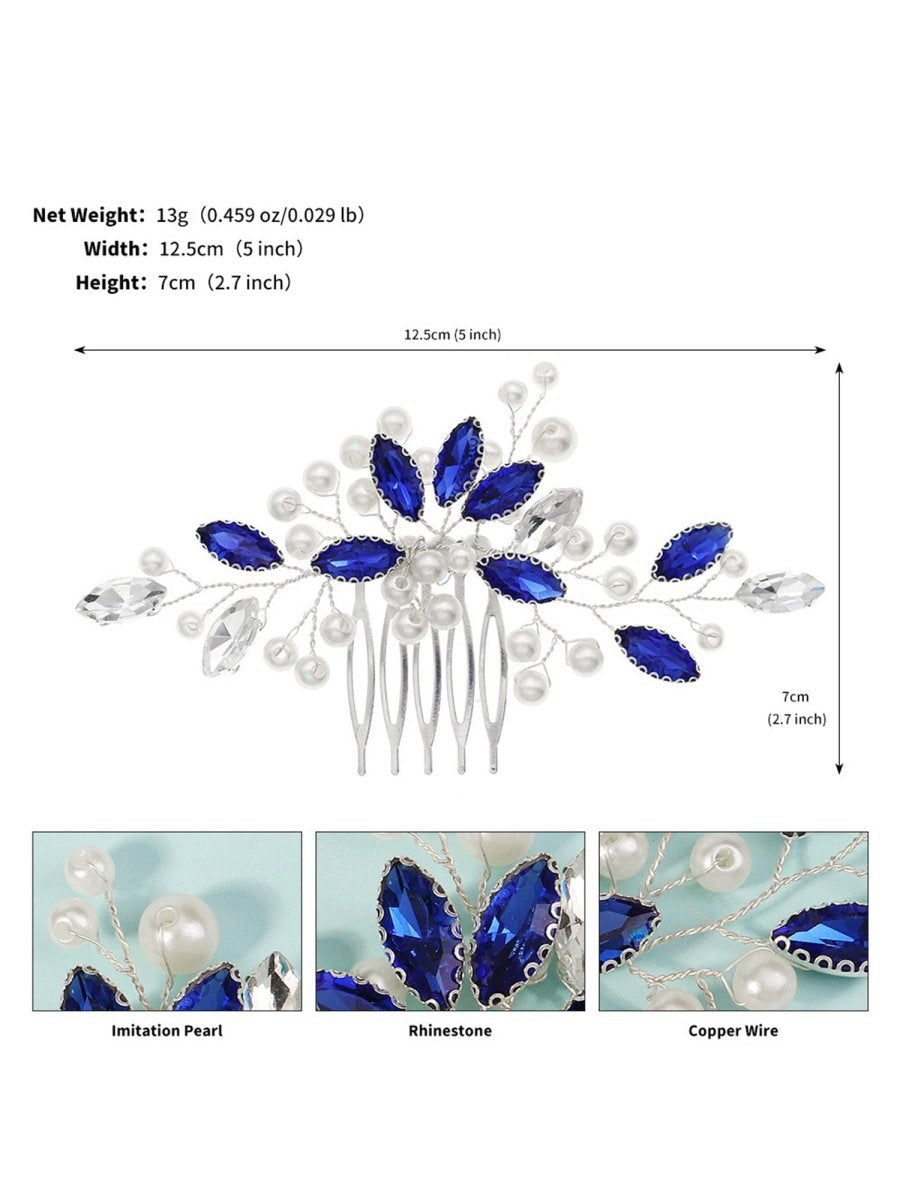 Stylish Rhinestone Pearl Hair Comb 3 Pcs