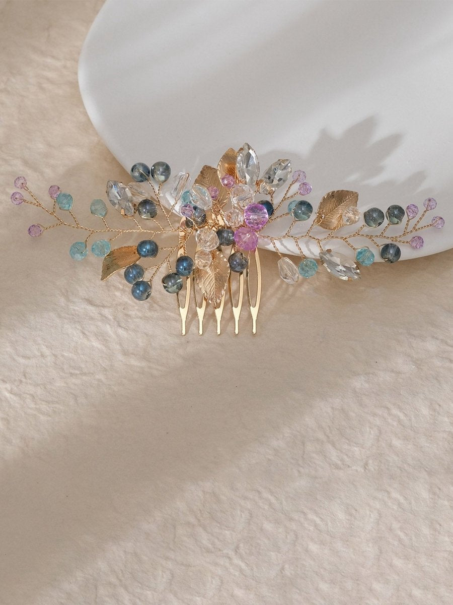 Colorful Beaded Hairpin Crystal Hair Comb