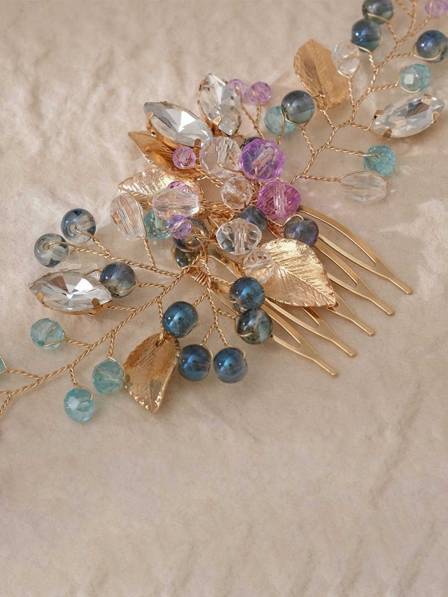 Colorful Beaded Hairpin Crystal Hair Comb