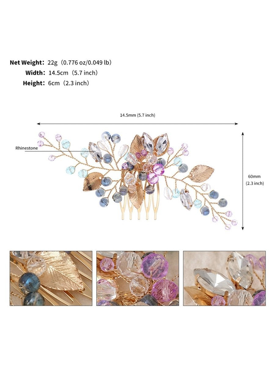 Colorful Beaded Hairpin Crystal Hair Comb