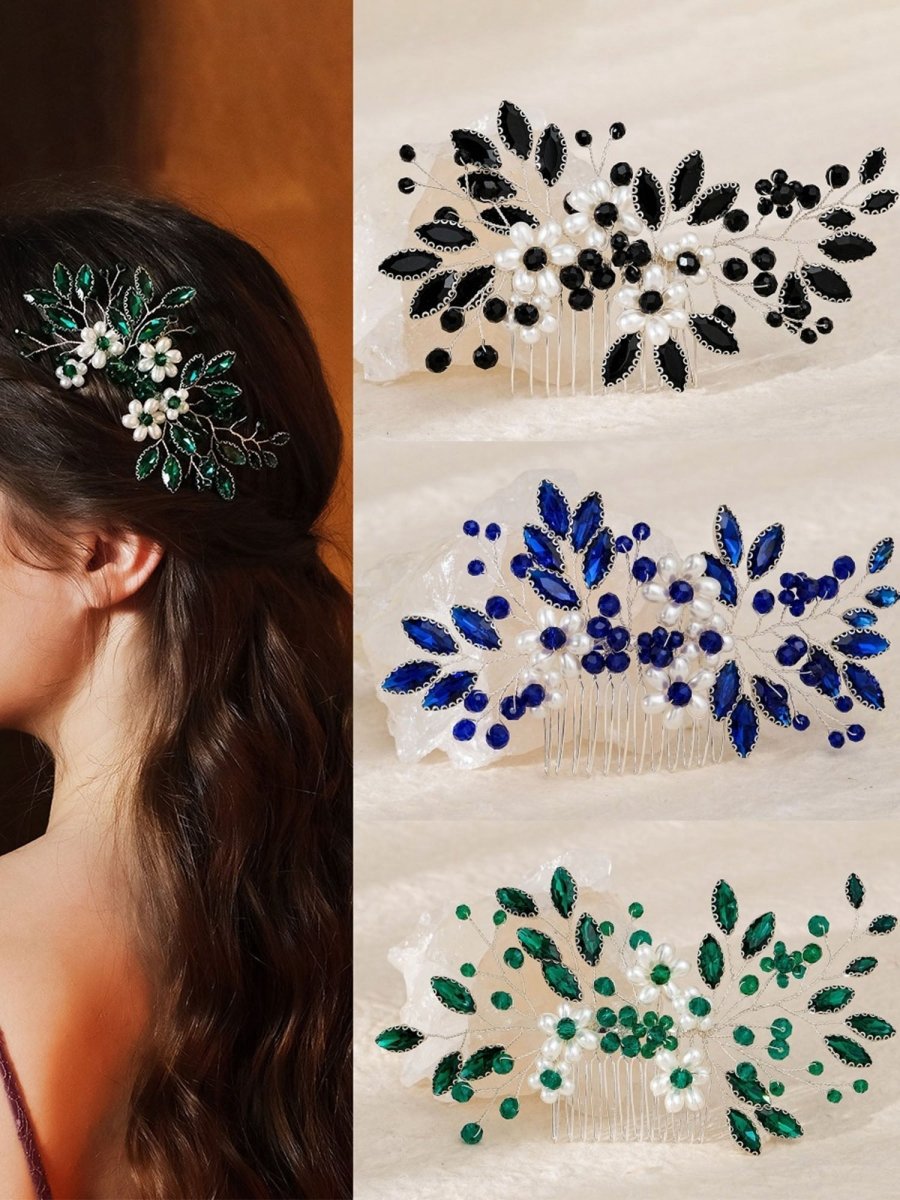 Synthetic Gem Floral Prom HeadDresses Hair Comb