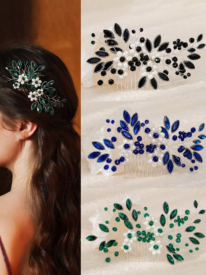 Synthetic Gem Floral Prom HeadDresses Hair Comb