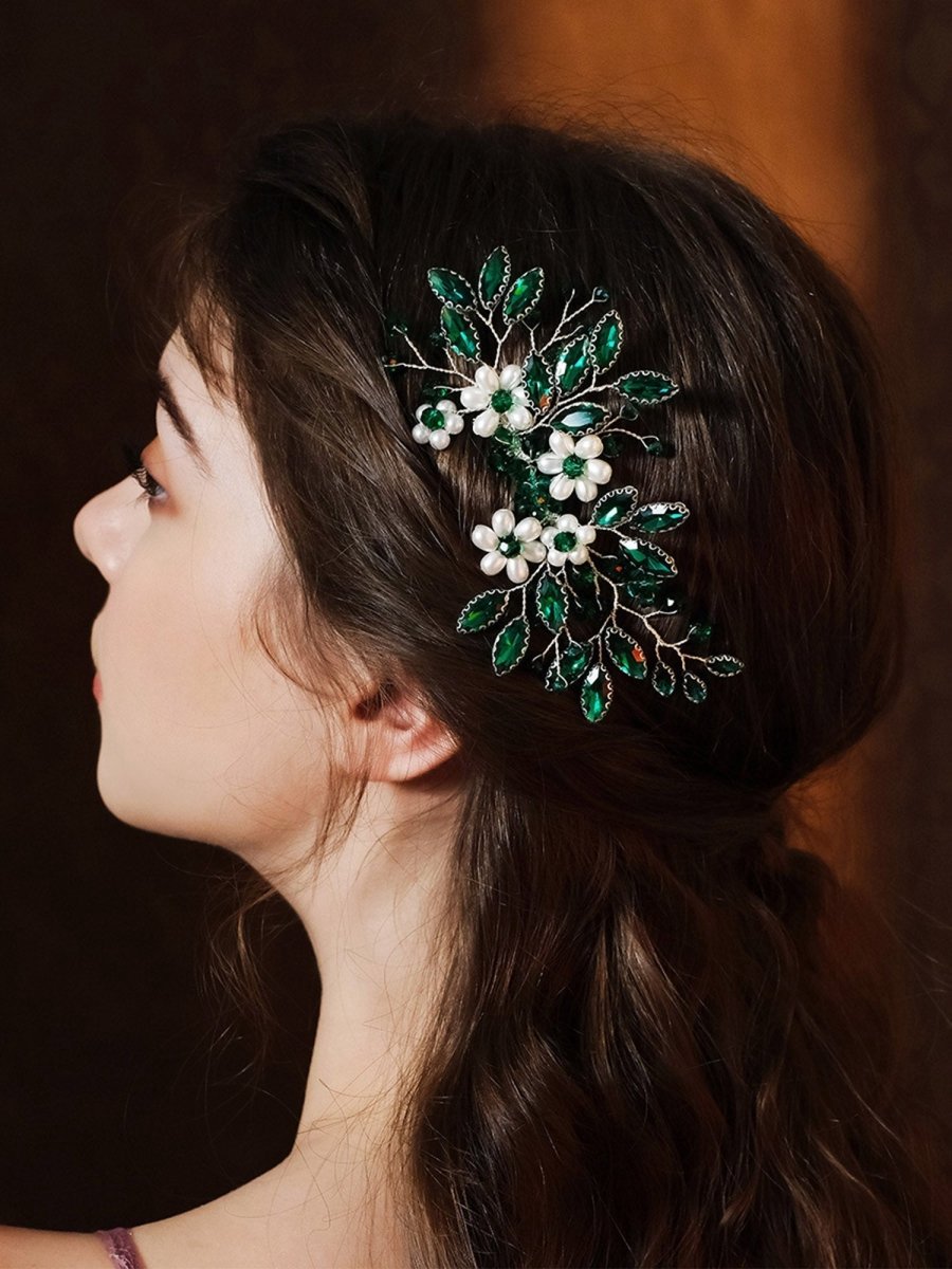 Synthetic Gem Floral Prom HeadDresses Hair Comb