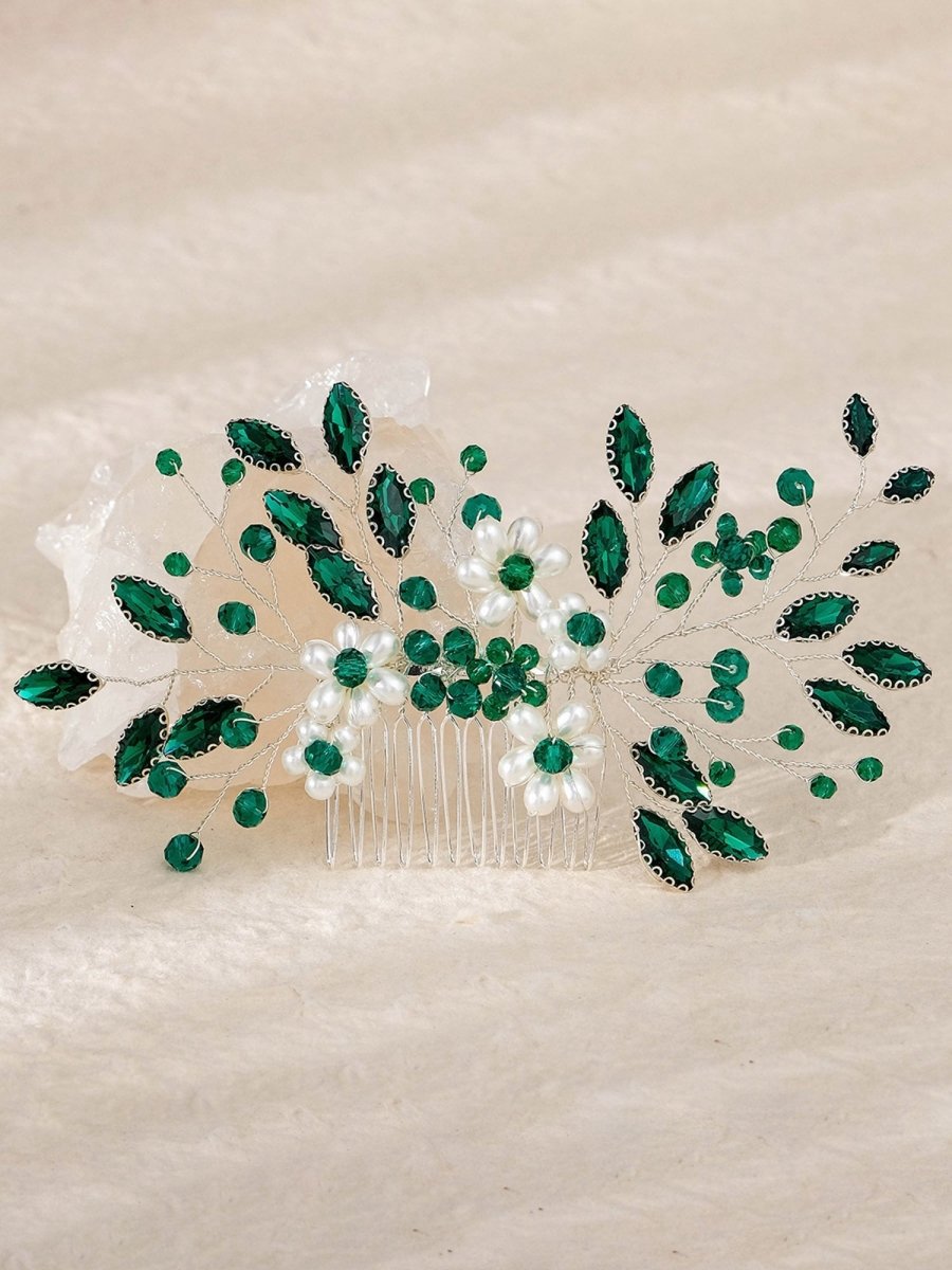 Synthetic Gem Floral Prom HeadDresses Hair Comb
