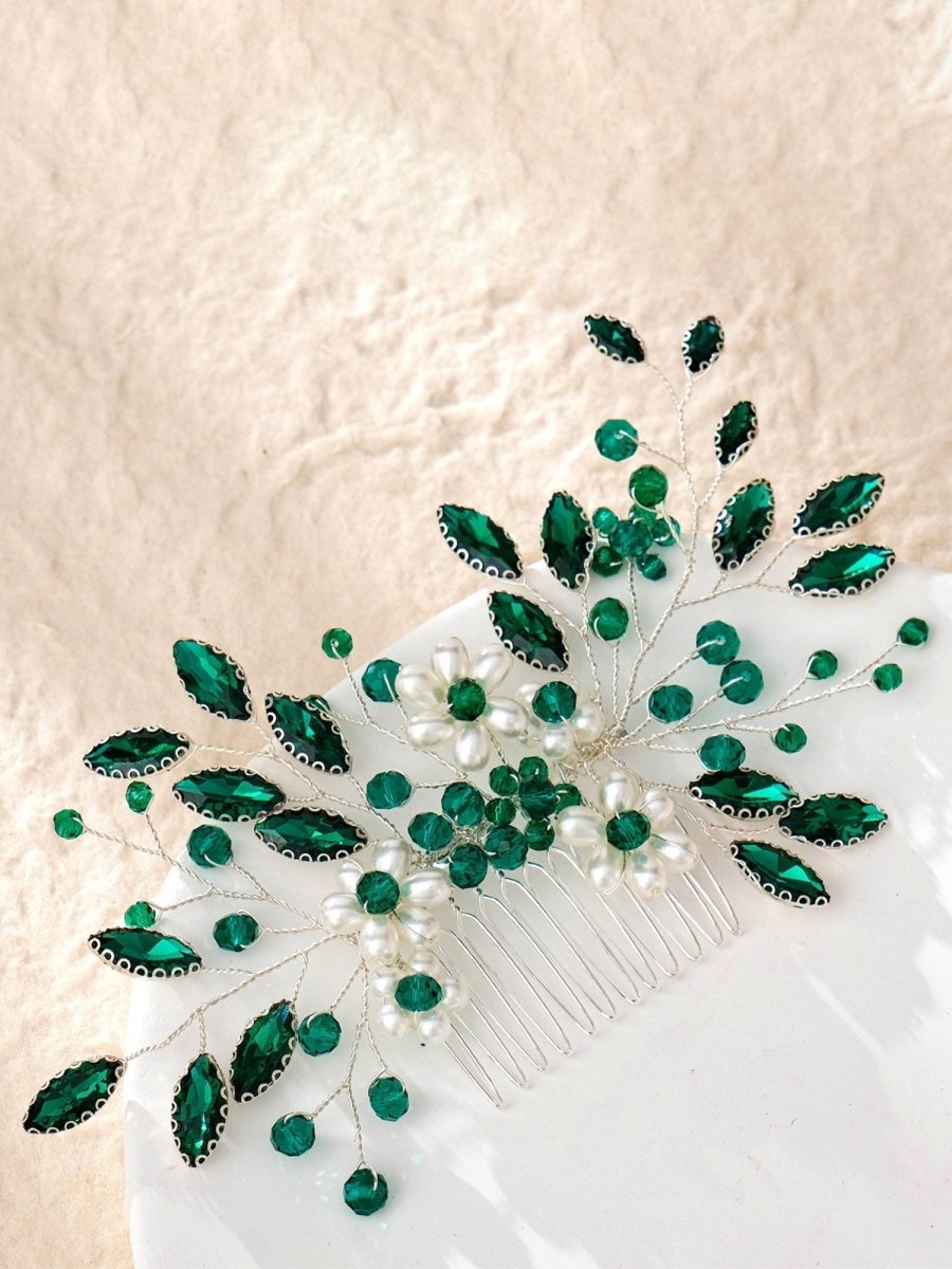 Synthetic Gem Floral Prom HeadDresses Hair Comb