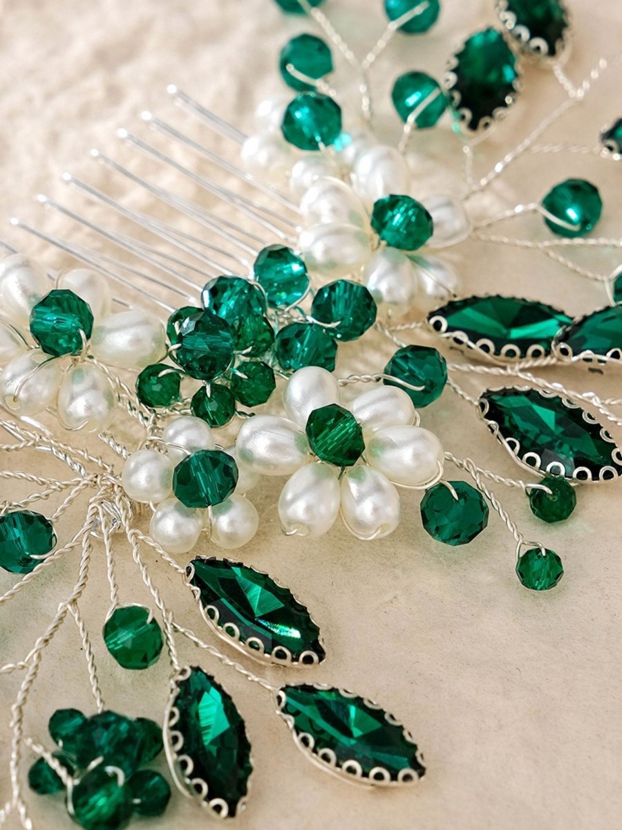 Synthetic Gem Floral Prom HeadDresses Hair Comb