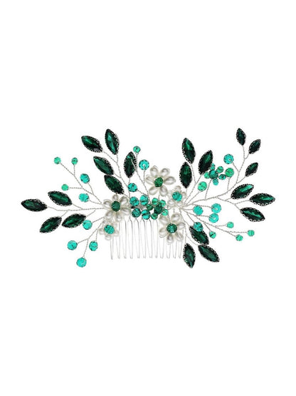 Synthetic Gem Floral Prom HeadDresses Hair Comb