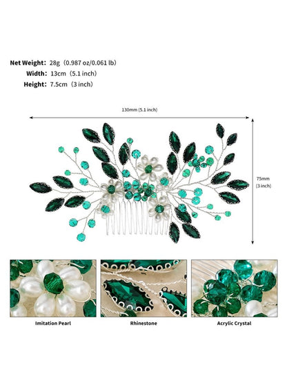 Synthetic Gem Floral Prom HeadDresses Hair Comb